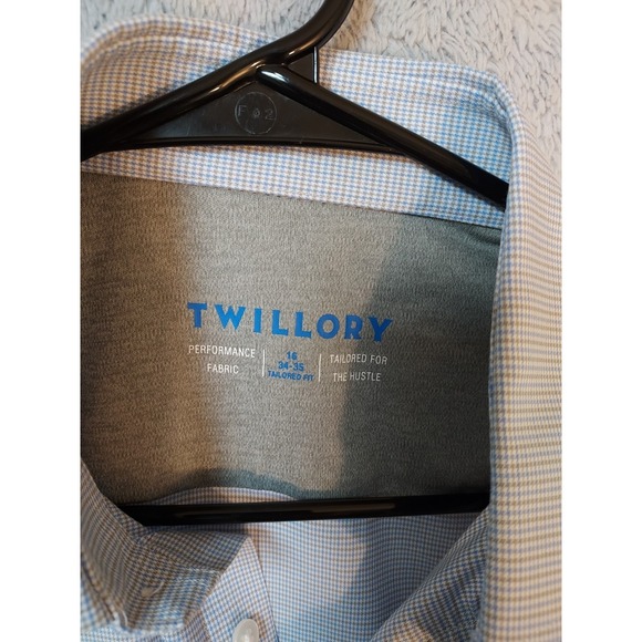 Twillory Shirt Mens 16 34 35 Flip Cuff Performance Stretch Blue Tailored SPOTS - Picture 3 of 10